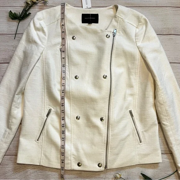 Banana Republic Tweed Asymmetrical Zip Blazer Moto Jacket - Picture 13 of 15